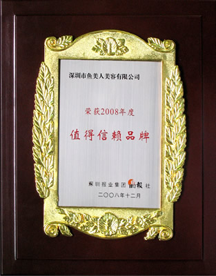 鱼佳丽获2008年值得相信品牌